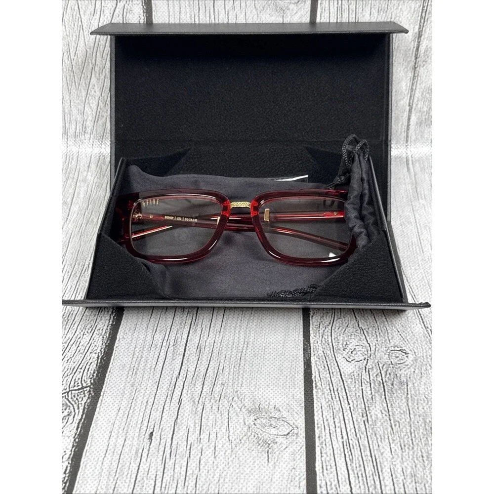 9FIVE Bishop LTD Sunglasses Ruby Red Translucent Golden Frame Glasses NWOT